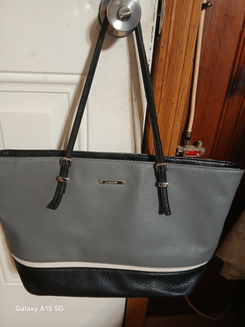 Nine West Gray, Black and White Colorblock Tote